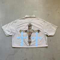 UPCYCLED CROPPED BUTTON UP