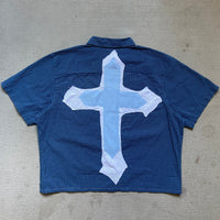 UPCYCLED CROPPED BUTTON UP