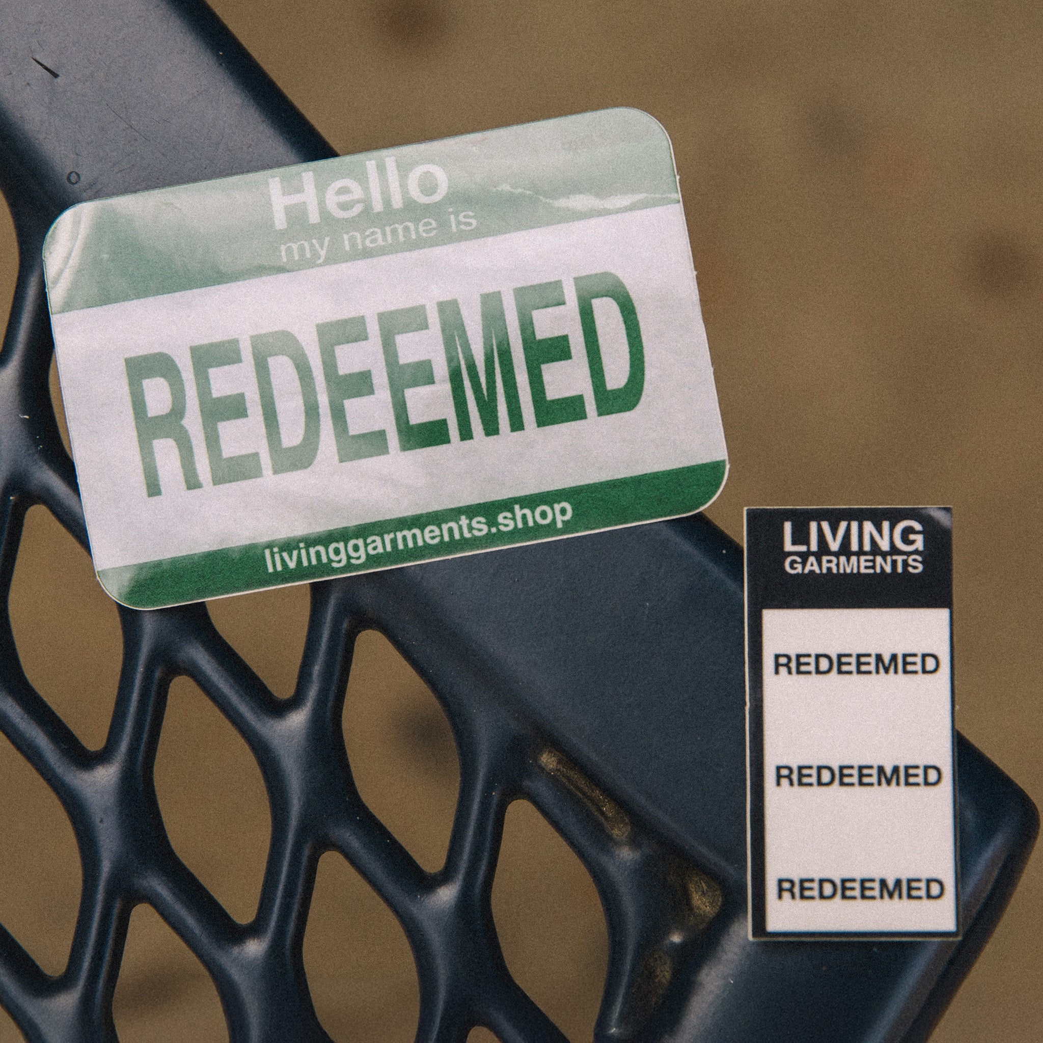 REDEEMED NAME TAG STICKER