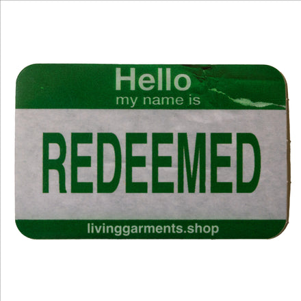 REDEEMED NAME TAG STICKER