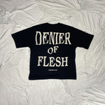 Back View - Denier of Flesh T-shirt, Black with Bold Text